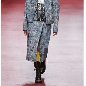 Dior distressed floral wrap skirt from the Aw2022 season runway look 58